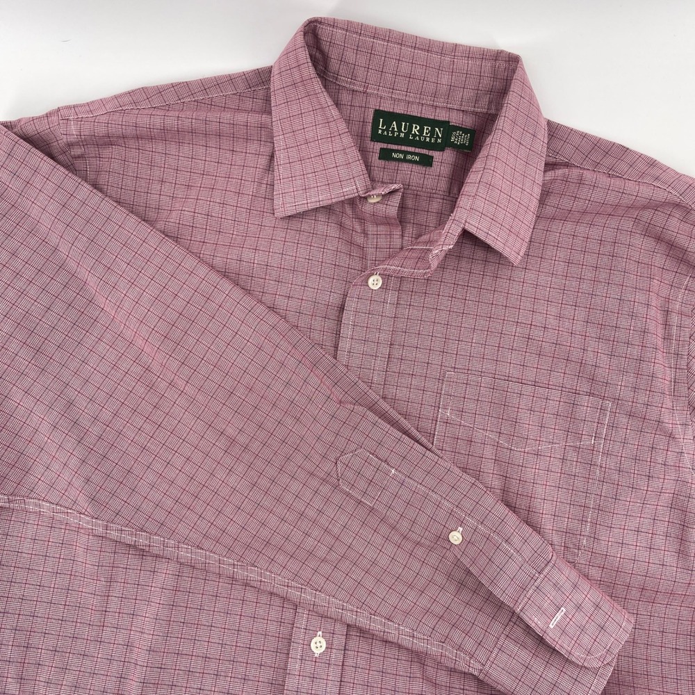 Lauren Ralph Lauren Mens 16.5/34-35 Plaid Checkered Long Sleeve Dress Shirt